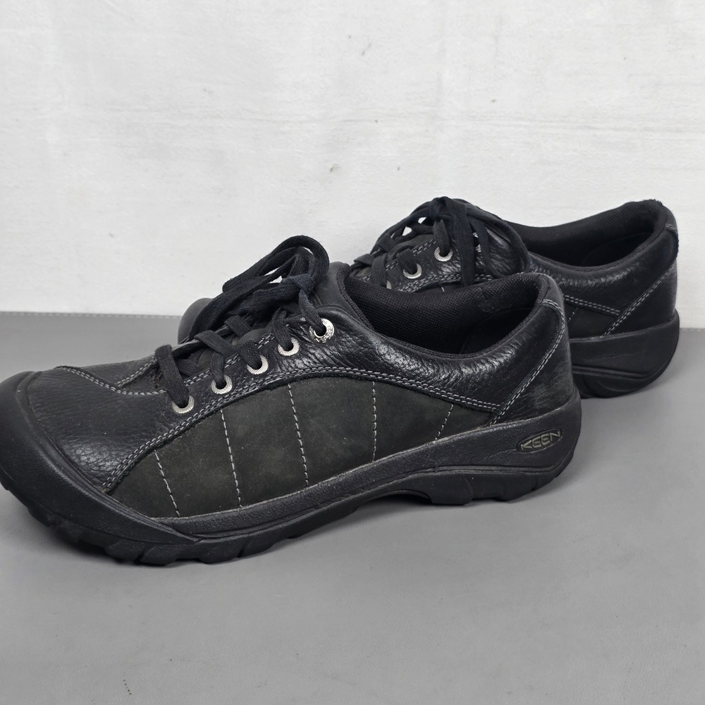 Keen Presidio Black Leather Walking Shoes Womens 9.5 Low Top Oxford 1011400
